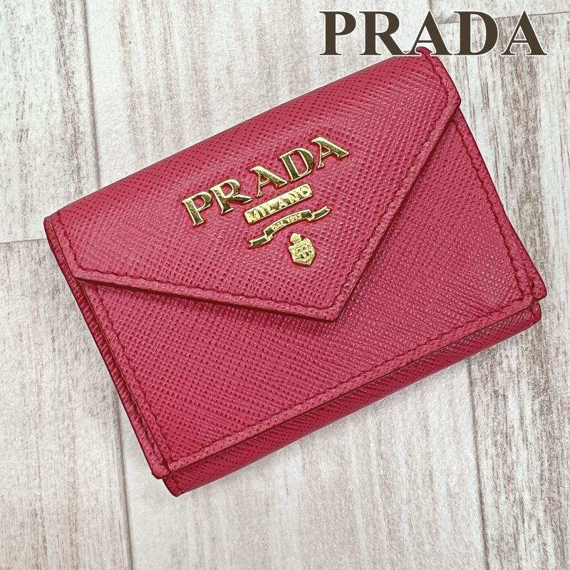 プラダ PRADA 三つ折り財布 コンパクトウォレット ピンク 1MH021