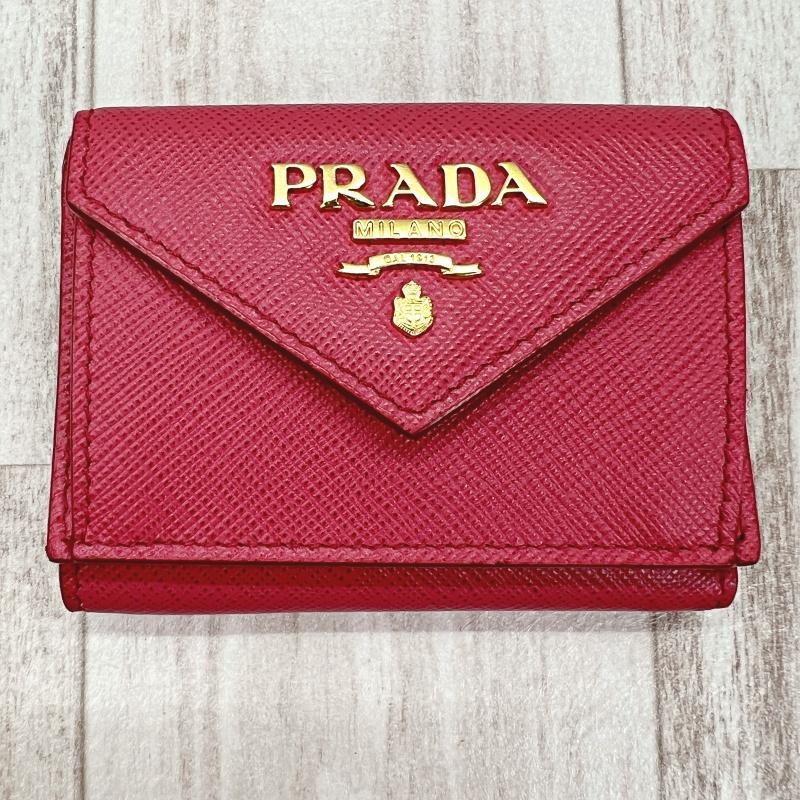 プラダ PRADA 三つ折り財布 コンパクトウォレット ピンク 1MH021