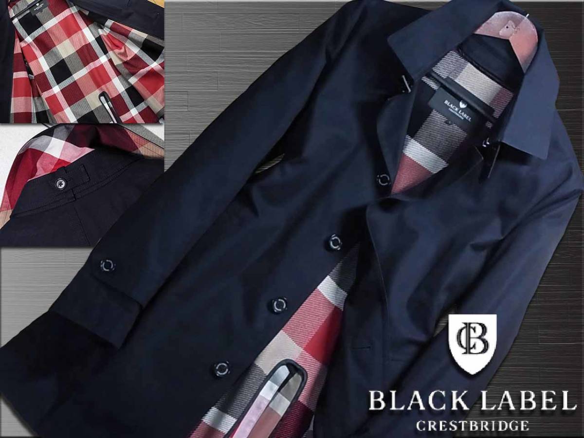 BLACK LABEL CRESTBRIDGE ステンカラーコート 裏地チェック-