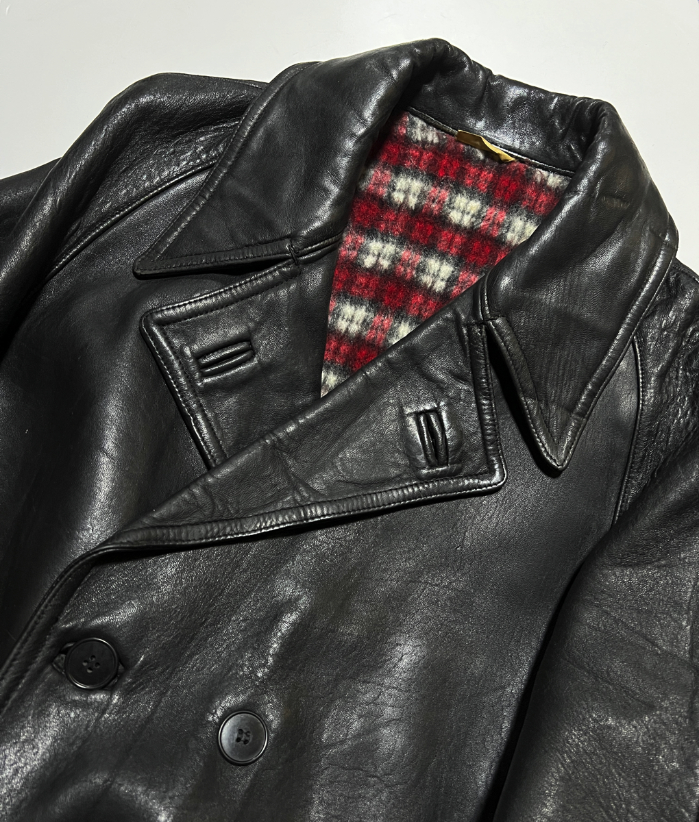 50s ヴィンテージ M.I.C CUIR フランス製 レザー カーコート ダブル