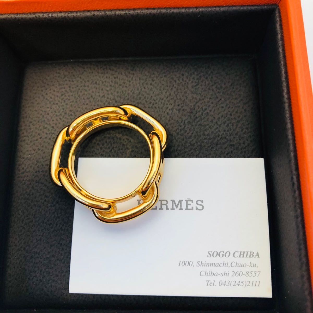 エルメス HERMES シェーヌダンクル スカーフリング ゴールド 金色