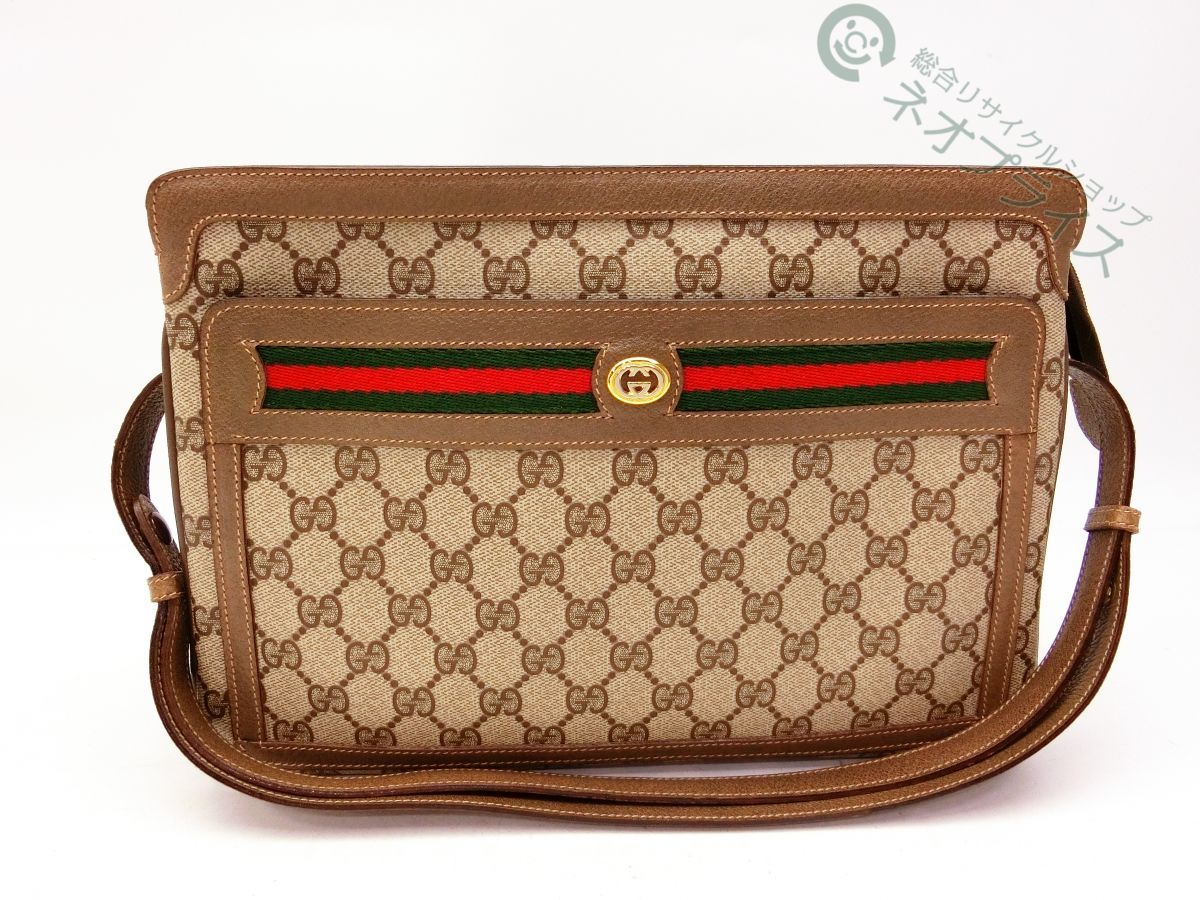 ◇S3700 GUCCI グッチ GG柄 シェリーライン PVC × レザー ショルダー