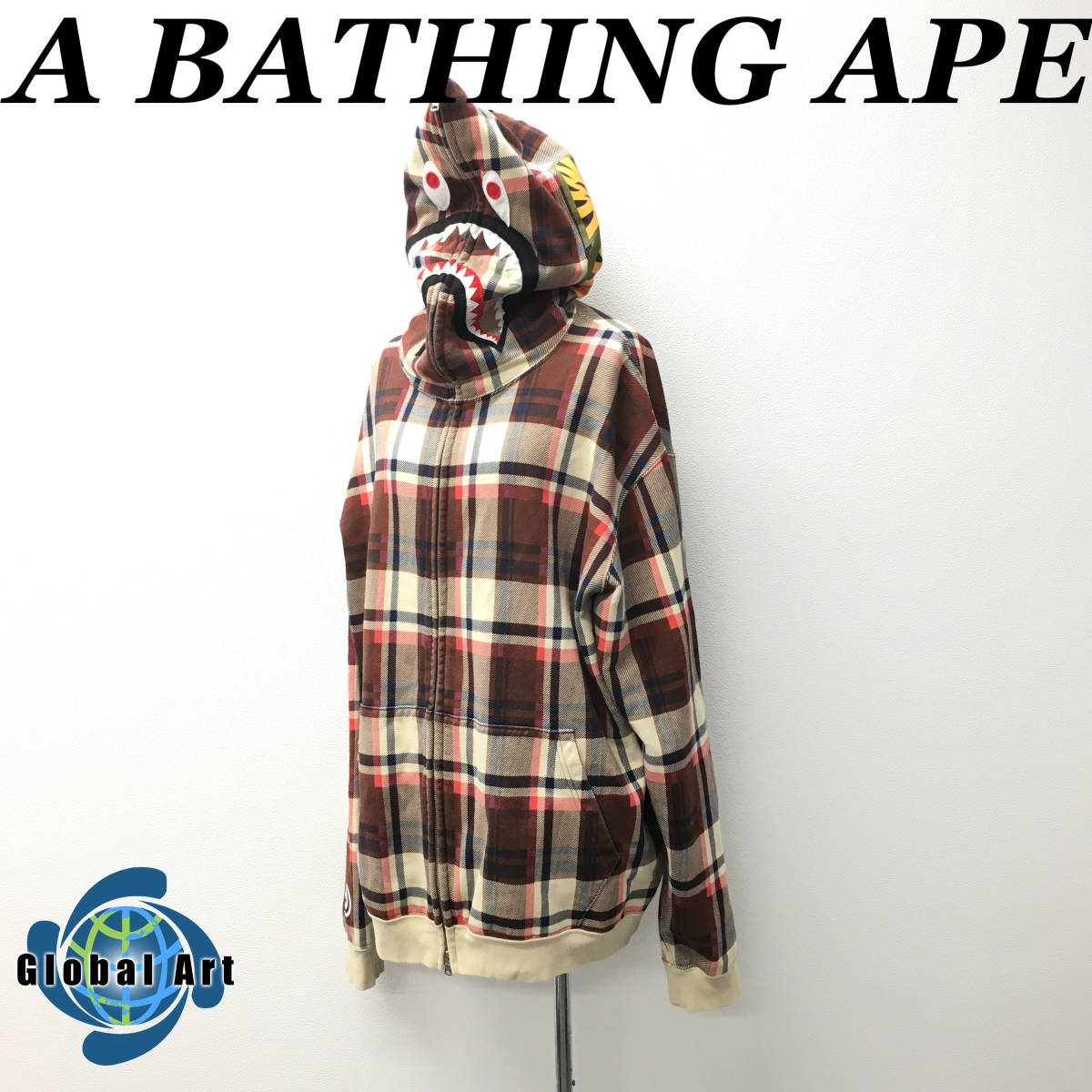 ☆C09355⁄A BATHING APE アベイシングエイプ⁄シャークパーカー⁄サイズ L⁄ラブジェネチェック⁄コットン100% product  details | Yahoo! Auctions Japan proxy bidding and shopping service | FROM  JAPAN