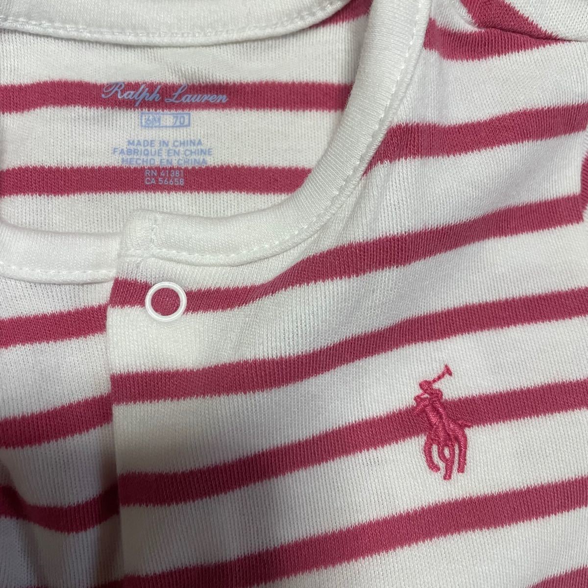 ラルフローレン　6M 70 ロンパース　新品　未使用　未着用　タグ付き　ボーダー　Ralph Lauren ピンク　カバーオール