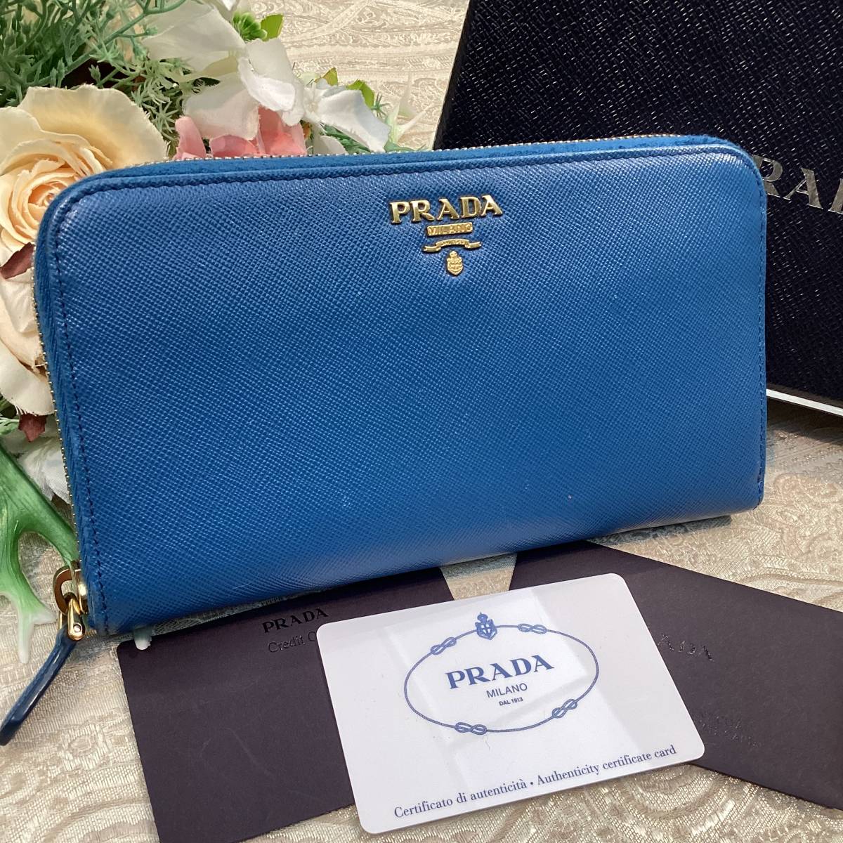 国内正規品】 PRADA サフィアーノ サフィアーノ コバルトブルー プラダ