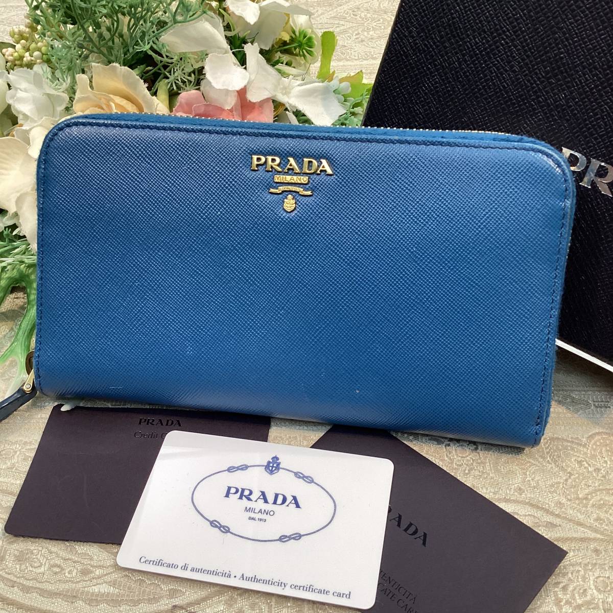PRADA プラダ 長財布 サフィアーノ コバルトブルー www.cleanlineapp.com