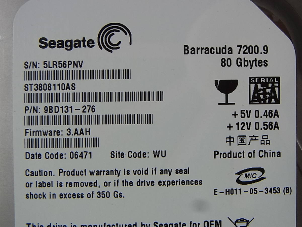 ★Seagate Barracuda 7200.9 ST3808110AS 80G SATA300/7.2K/IBM (IH904S)_画像4