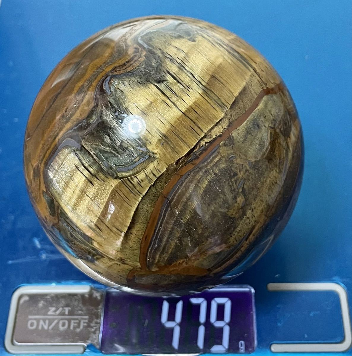 タイガーアイ スフィア 007 丸玉 約7cm 天然石 虎目石 金運UP タイガーアイ スフィア 007 丸玉 約7cm 天然石 虎目石 金運UP