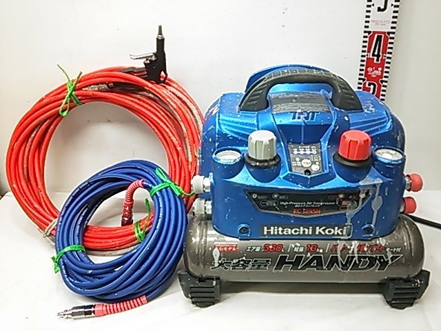 1円スタート!】日立 コンプレッサー EC1245H タンク容量8L ホース付き