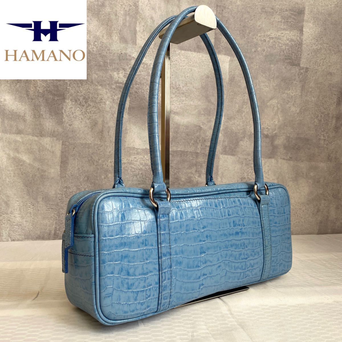 美品 定価52,800円 HAMANO ハマノ 濱野皮革工藝 クロコ型押し