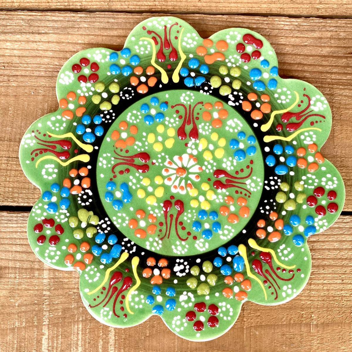 18cm* новый товар * Турция керамика коврик для посуды орнамент плитка * светло-зеленый ....* ручная работа kyu жесткий ya керамика 166