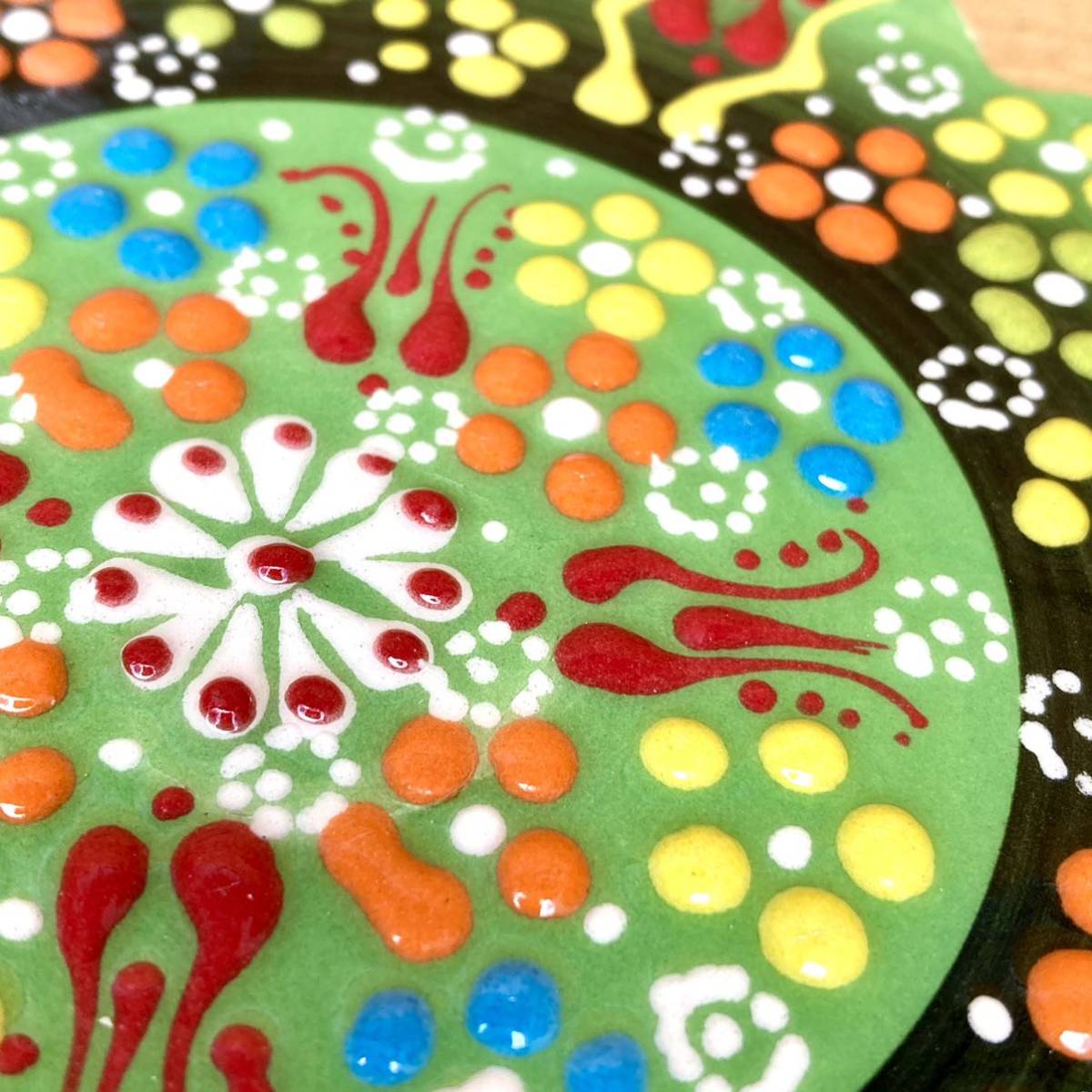18cm* новый товар * Турция керамика коврик для посуды орнамент плитка * светло-зеленый ....* ручная работа kyu жесткий ya керамика 168