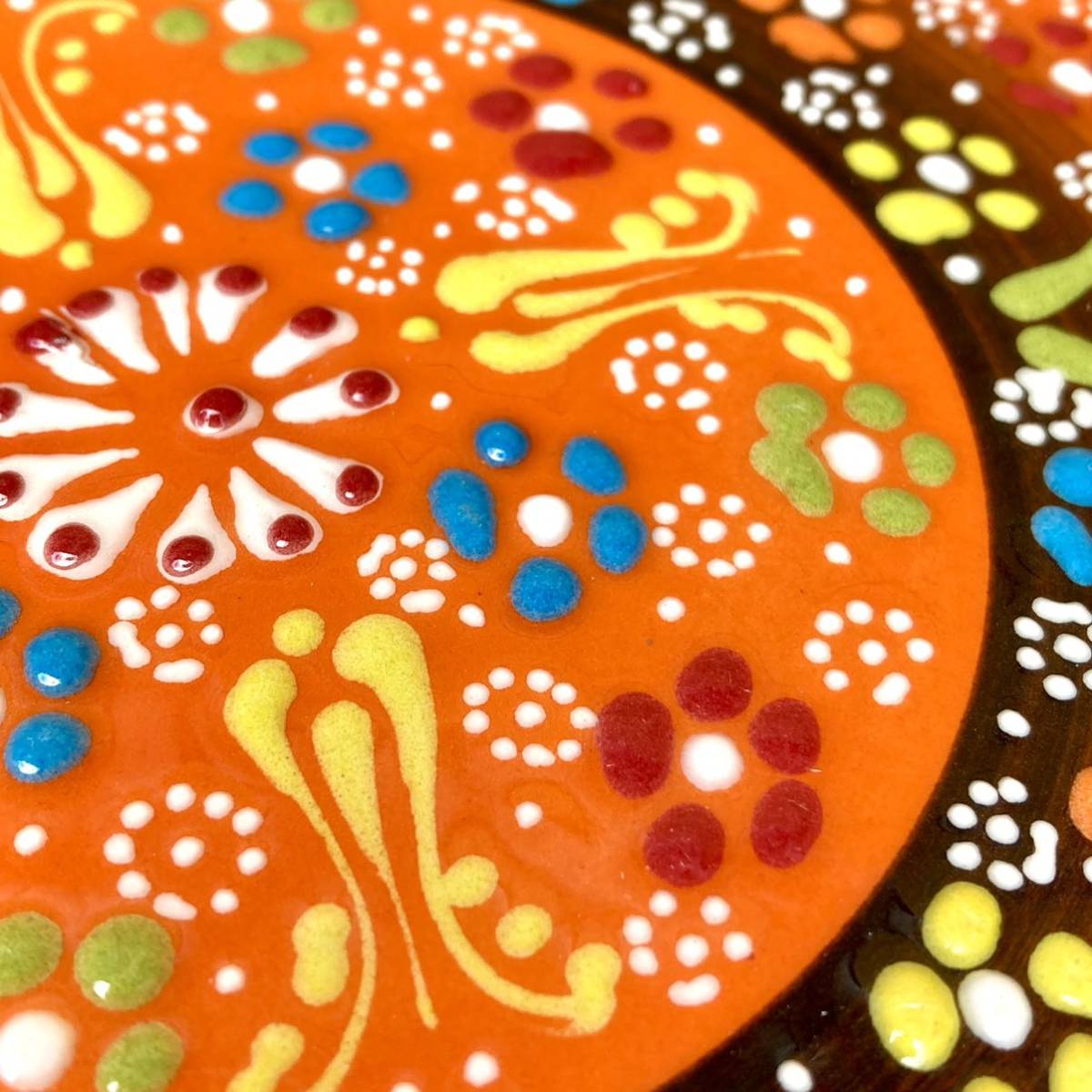 18cm* новый товар * Турция керамика коврик для посуды орнамент плитка * orange * ручная работа kyu жесткий ya керамика 169