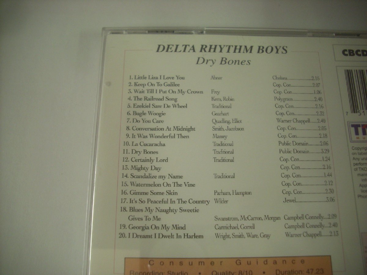 ■CD 　THE DELTA RHYTHM BOYS デルタ・リズム・ボーイズ / DRY BONES ドライ・ボーンズ UK盤 TKO MAGNUM CBCD 012 ◇r40909_画像2