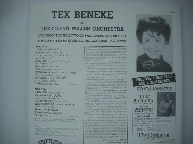 ■ FRANCE盤 LP 　TEX BENEKE & THE GLENN MILLER ORCHESTRA / LIVE FROM THE HOLLYWODD PALLADIUM JANUARY 1951 イーディゴーメ ◇r40915_画像2