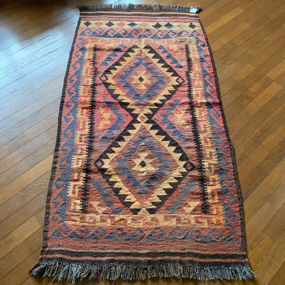メーカー直売 アフガニスタン マシュワニキリム 手織り絨毯 size:171cm ×137cm