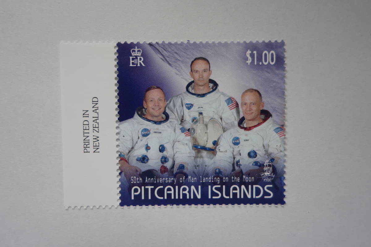 外国切手：（イギリス海外領土）ピトケアン諸島切手 「月面着陸50年」 4種完 未使用の画像2
