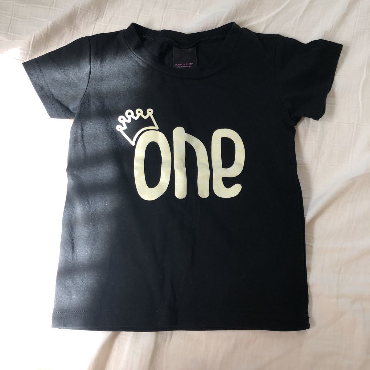  short sleeves T-shirt child BLACK black black summer clothing one -years old 0 -years old birthday photograph photograph Insta ..one memory photographing elasticity equipped cotton 95% baby