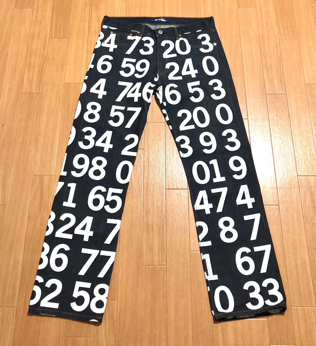 AD2002 ジュンヤワタナベ マン 数字総柄 デニムパンツ ナンバリング