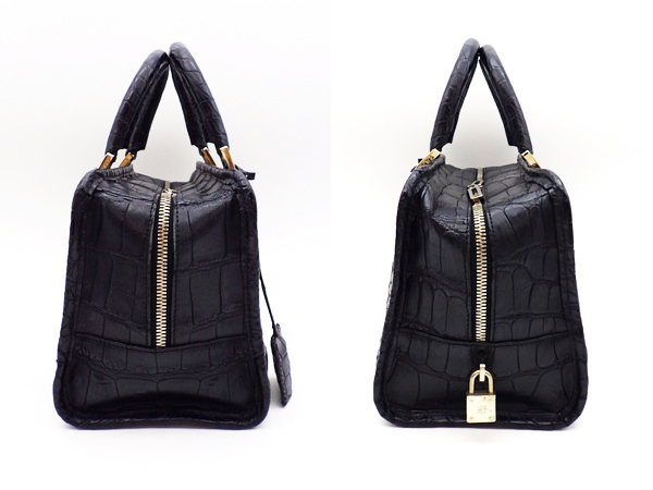 カーキ×インディゴ 超希少 LOEWE ロエベ アナグラム リアルクロコ