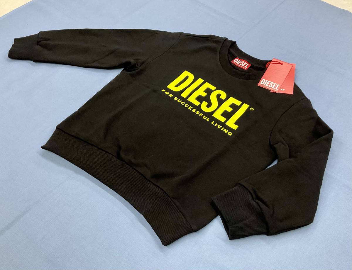 ディーゼル　キッズ　トレーナー 1322　サイズ10Y　ペアコーデ　ロゴ　ブラック　新品 プレゼントにも　男女兼用　DIESEL kids J00245_14Y・16Yサイズは大人も着用可能なサイズ