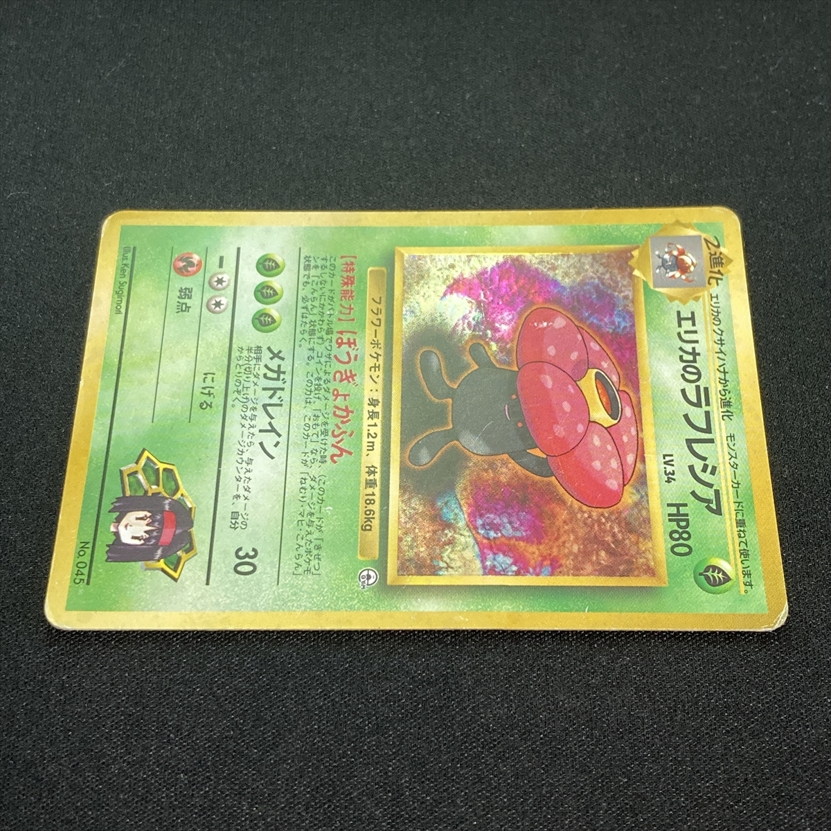 Erika's Vileplume Pokemon Card No.045 Gym Holo Japanese ポケモン カード エリカのラフレシア ポケカ ホロ 旧裏面 210818_画像3