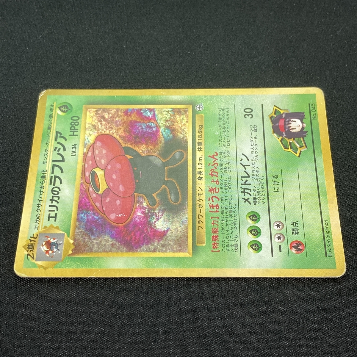 Erika's Vileplume Pokemon Card No.045 Gym Holo Japanese ポケモン カード エリカのラフレシア ポケカ ホロ 旧裏面 210818_画像5