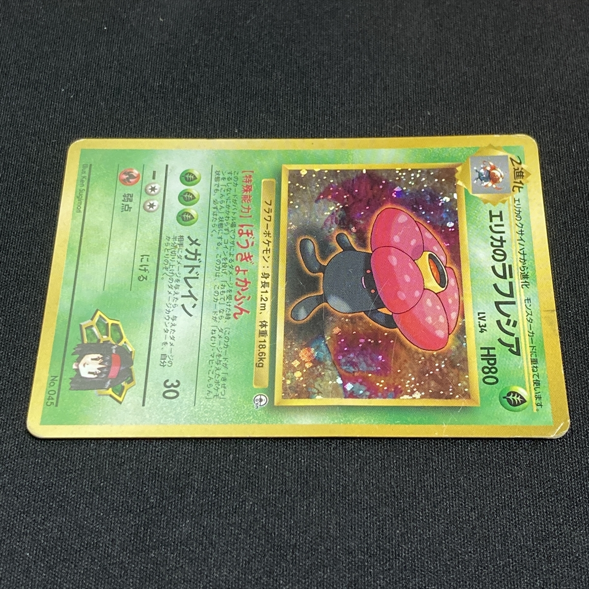 Erika's Vileplume No.045 Pokemon Card Gym Heroes Holo Japanese ポケモン カード エリカのラフレシア ポケカ ホロ 旧裏面 211017_画像3