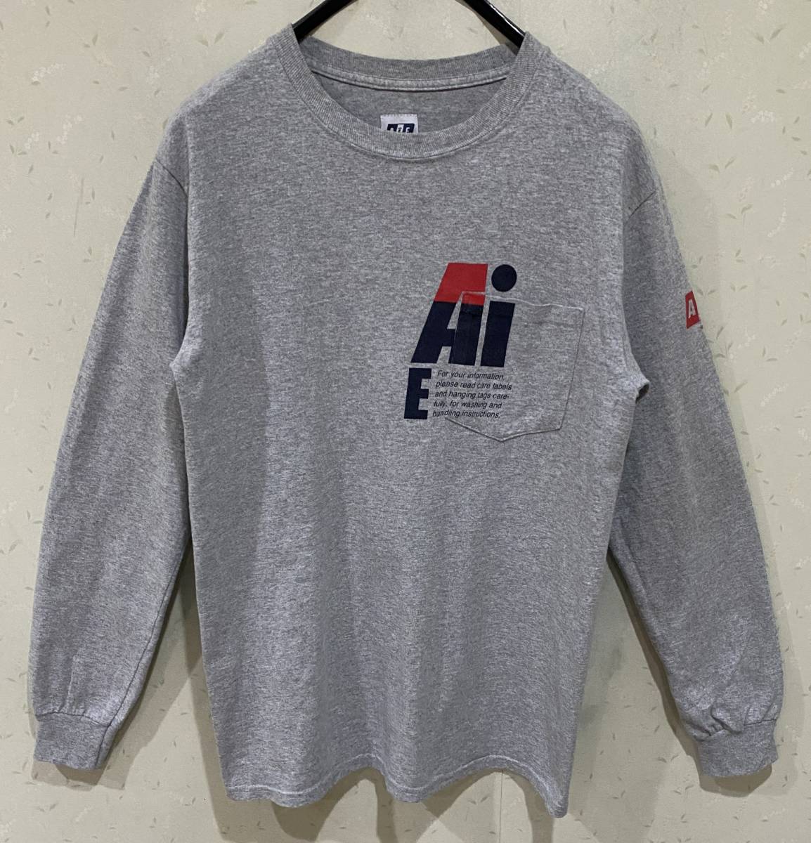 ＊AiE エーアイイー ネペンテス 胸ポケット ロゴ 長袖Tシャツ トップス アメリカ製 S　　　　　　　　 BJBB.I_画像1