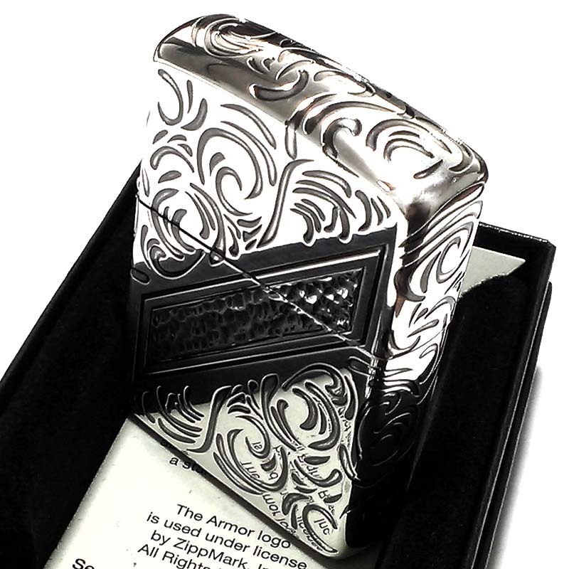 ZIPPO ライター 限定200個生産品 アーマー ヴェネチアンライン ジッポ シリアルナンバー入り シルバー ハンマートーン 銀燻し_画像6