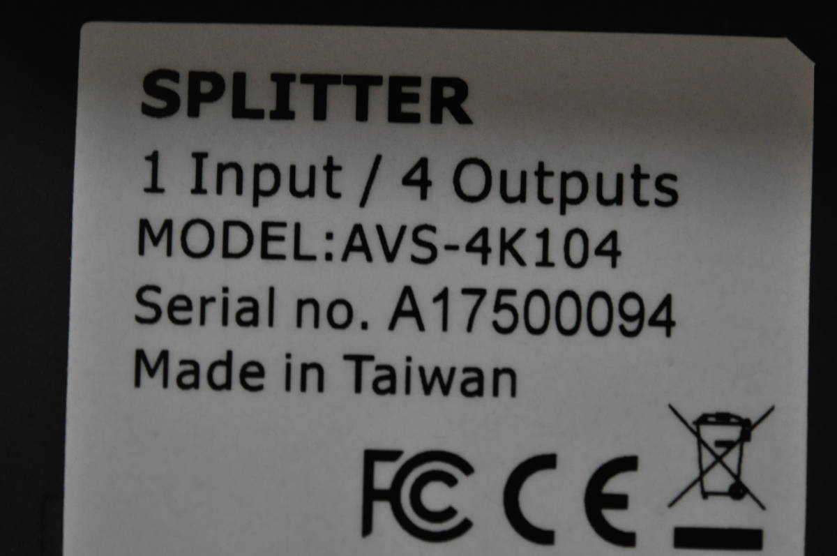 【新品同様品】AIM エイム　HDMI SPLITTER スプリッタ　HDMI 分配器　1 in / 4 out　AVS-4K104　4K 対応_画像6