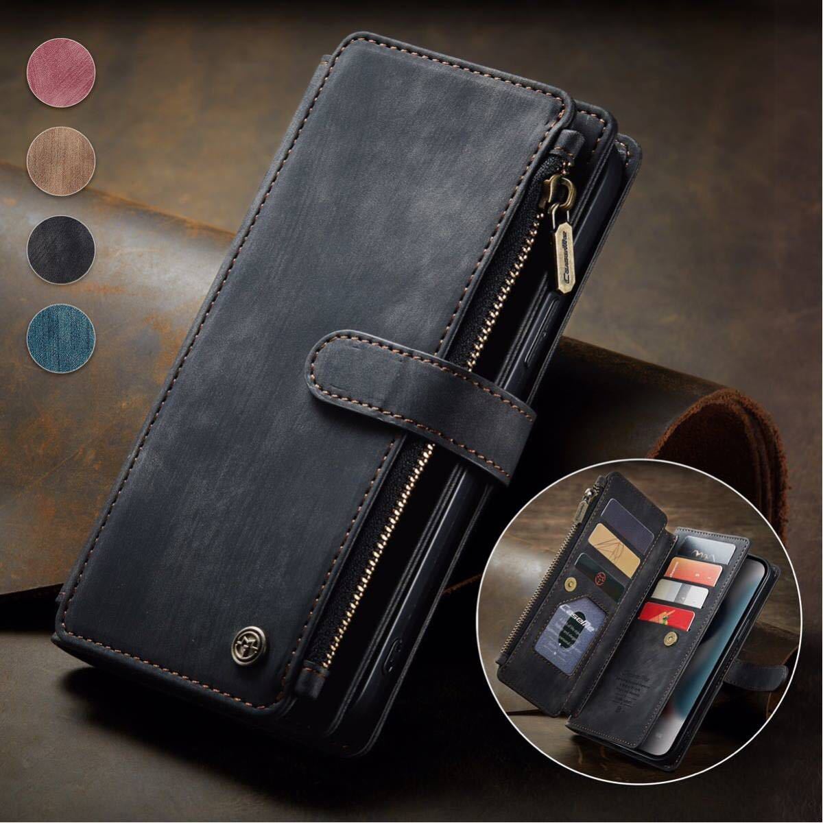 iPhone 13 pro max leather case iPhone13 pro max case iPhone13 pro max cover notebook type card storage . purse attaching black 