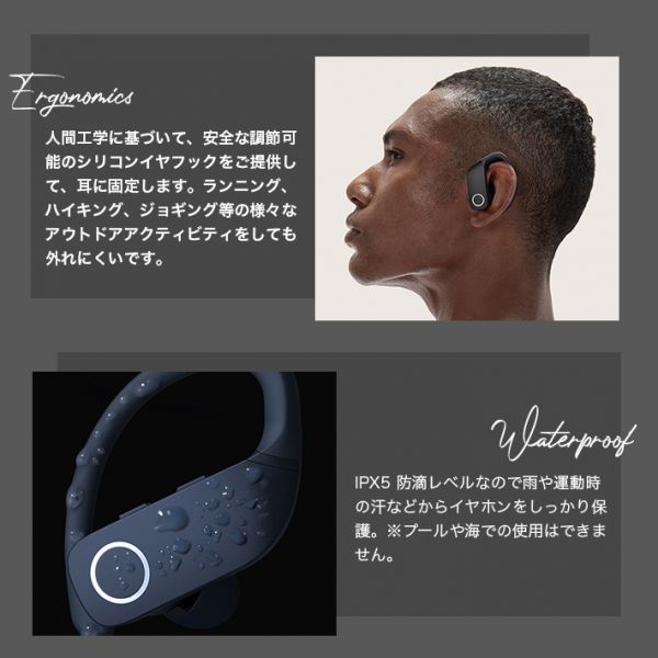 【最新版耳掛け式 Bluetooth5.0 イヤホン】 ワイヤレス イヤホン デジタルディスプレイチャージケース付き LED電量表示_画像4