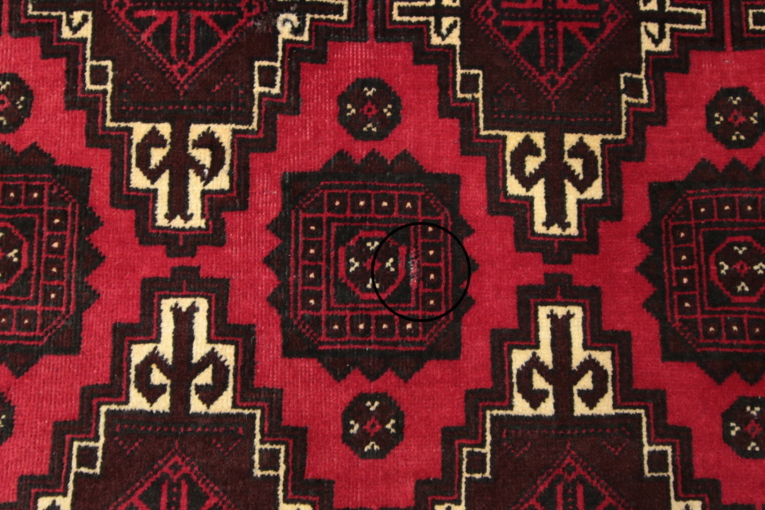 アンティークトルクメン族絨毯　ギュルデザイン　オールド手織り絨毯　部族絨毯　ヴィンテージラグ　112x195cm　＃154_画像8