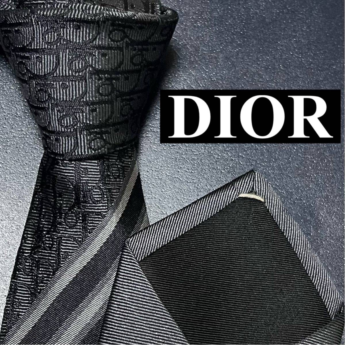 1円 美品 現行 Dior HOMME ディオールオム ナロー ネクタイ シルク100