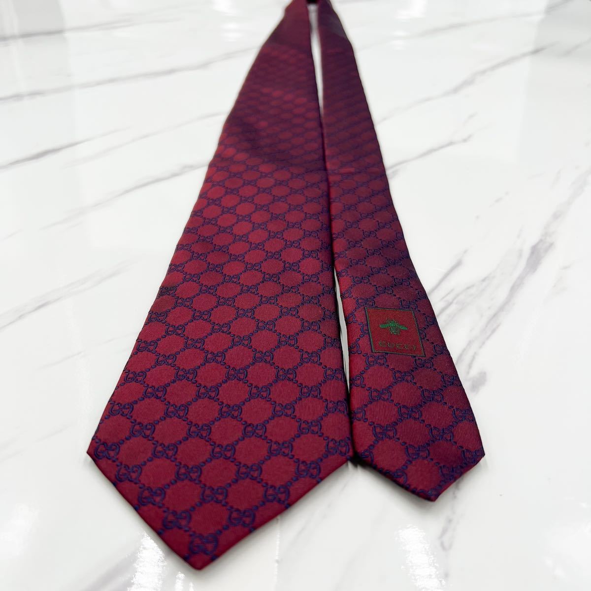 極美品 希少 ネクタイ 現行タグ GUCCI グッチ シルク100% GG柄 GG