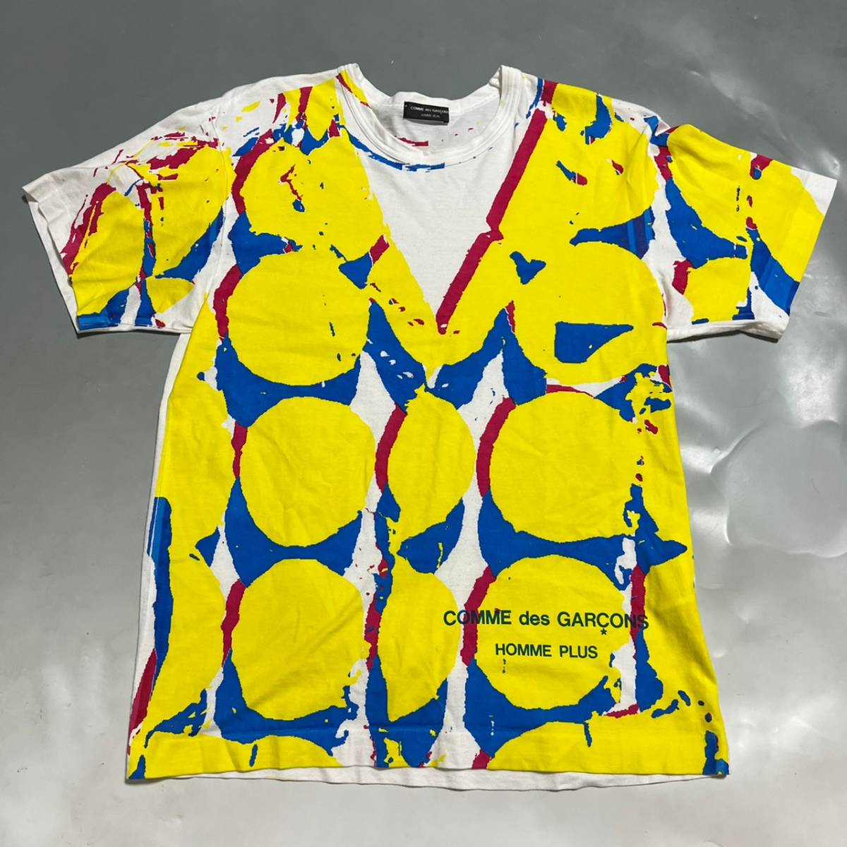 AD2001 COMME des GARCONS HOMME PLUS ギャルソン オム プリュス Tシャツ 白/イエロー ワンサイズ