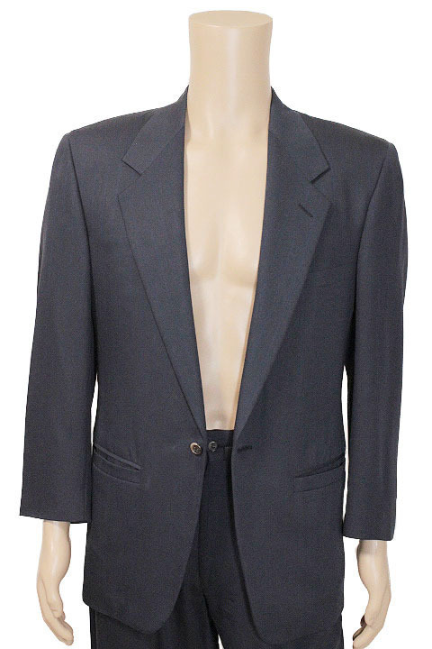GIANNI VERSACE Gianni Versace stripe pattern 1B single breast jacket suit size 44 navy men's gentleman 