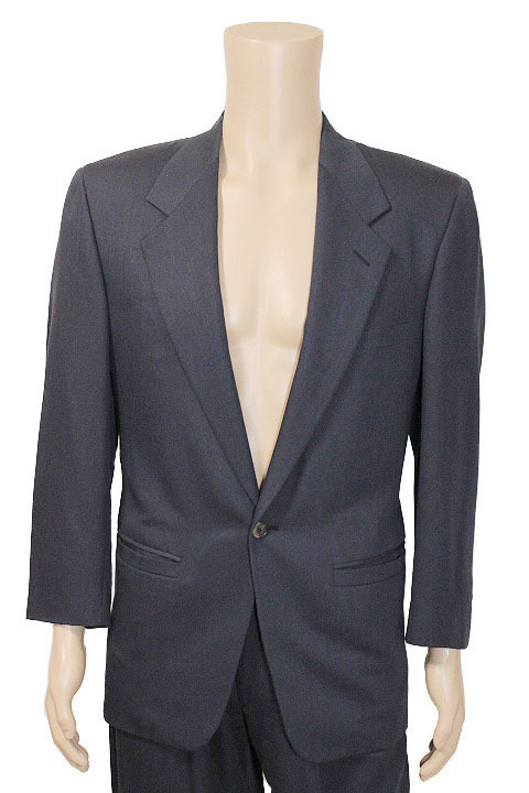 GIANNI VERSACE Gianni Versace stripe pattern 1B single breast jacket suit size 44 navy men's gentleman 