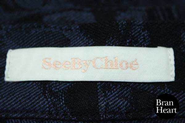 [1 point limit ]See By Chloe See by Chloe hose pattern cotton short pants size 34 lady's black navy 