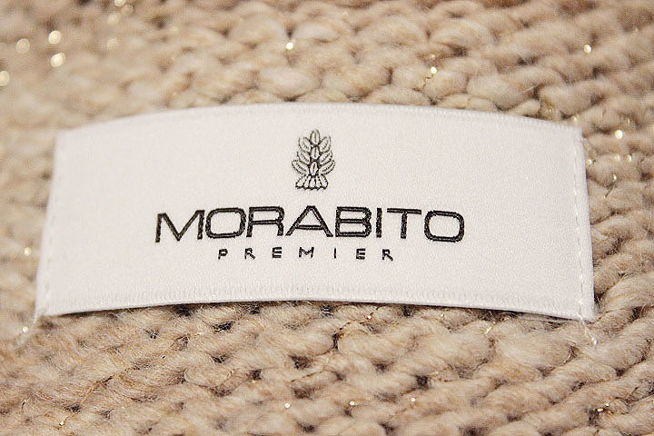【1点限り】MORABITO PREMIER モラビト プルミエ ノースリーブ ニット セーター リボン付き size 38 ベージュ ゴールド レディース_画像6