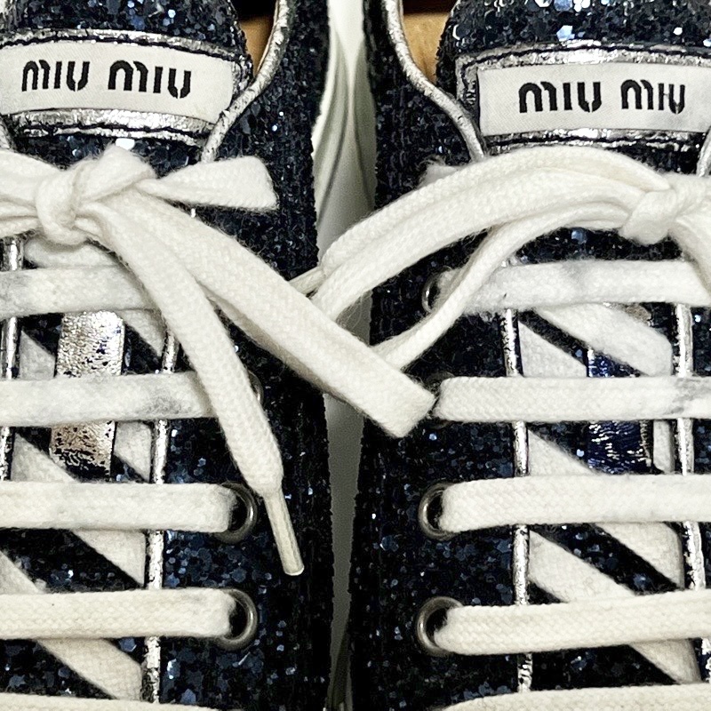 miu miu ミュウミュウ GLITTER 5E8998 グリッター スニーカー ネイビー ホワイト size 36 レディース_画像5