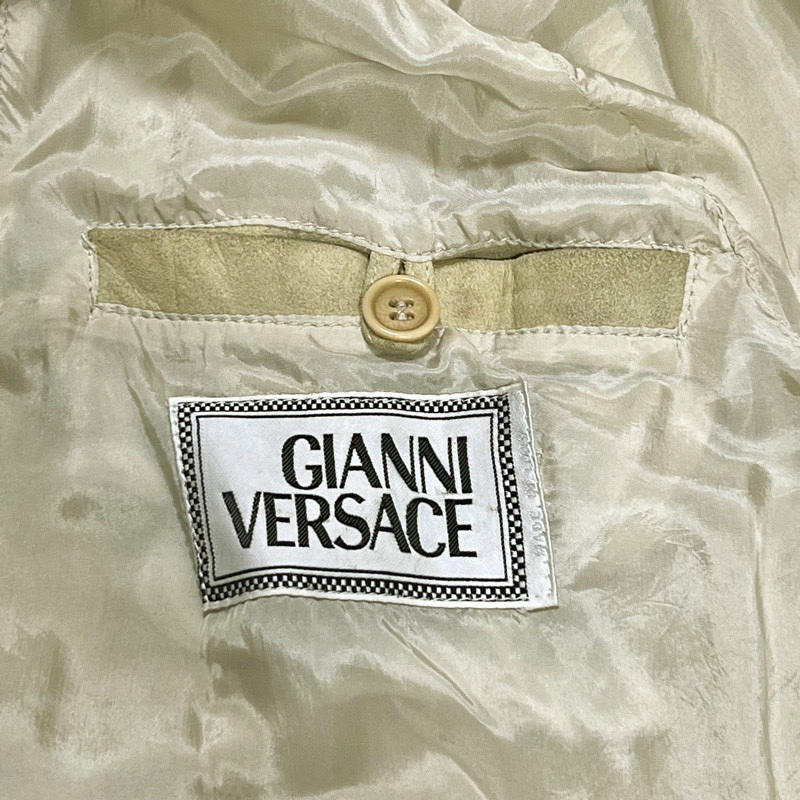 GIANNI VERSACE Gianni Versace mete.-sa suede Zip up blouson Bomber jacket size46 beige men's 