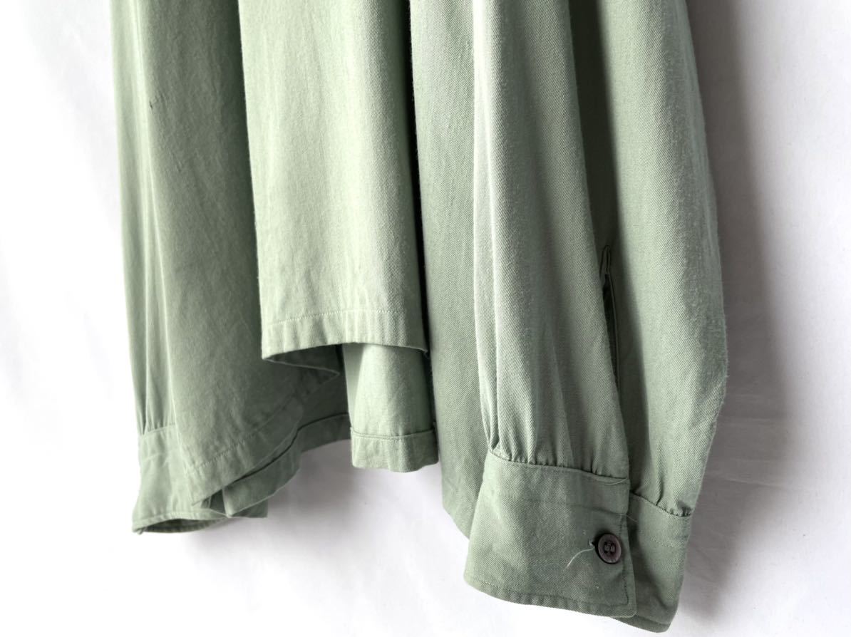 希少 40s vintage レーヨンギャバジンシャツ プルオーバーシャツ オープンカラーシャツ 青緑紺ネイビー 古着ビンテージ50s60s_画像4