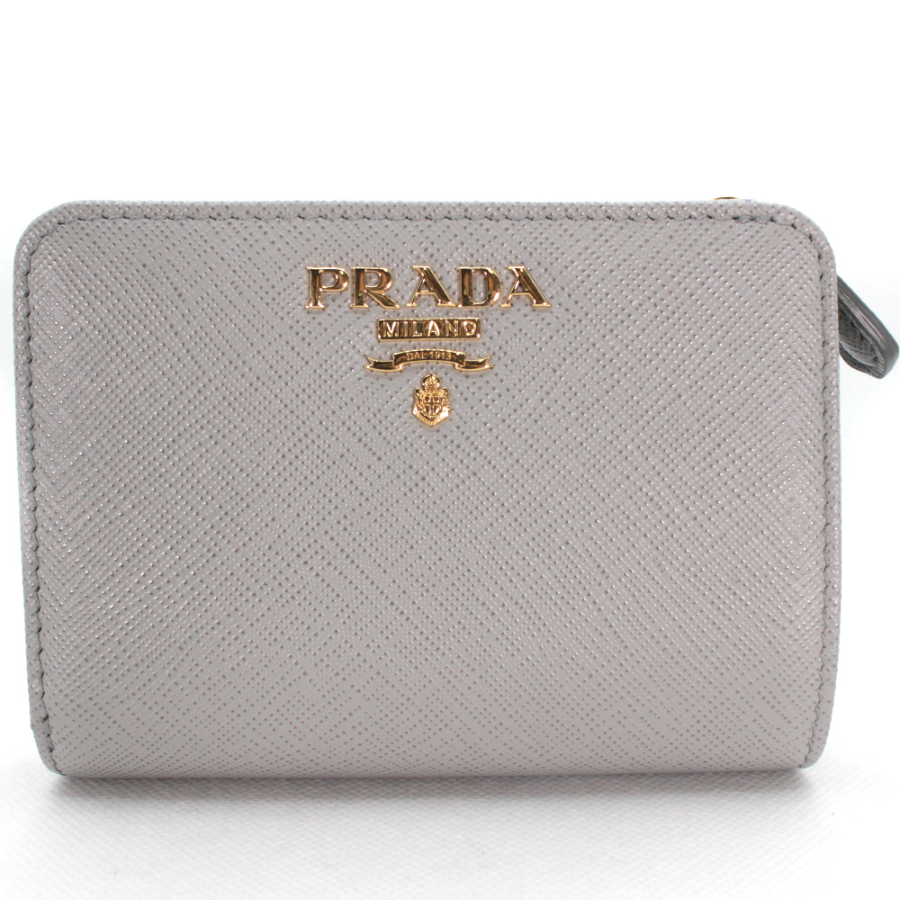 PRADA/プラダ 1ML018 サフィアーノ マルティック 二つ折り財布 グレー