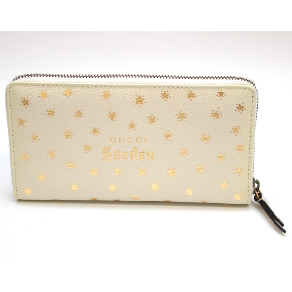 GUCCI/グッチ 516947 ガーデン ラウンドファスナー 長財布 アイボリー