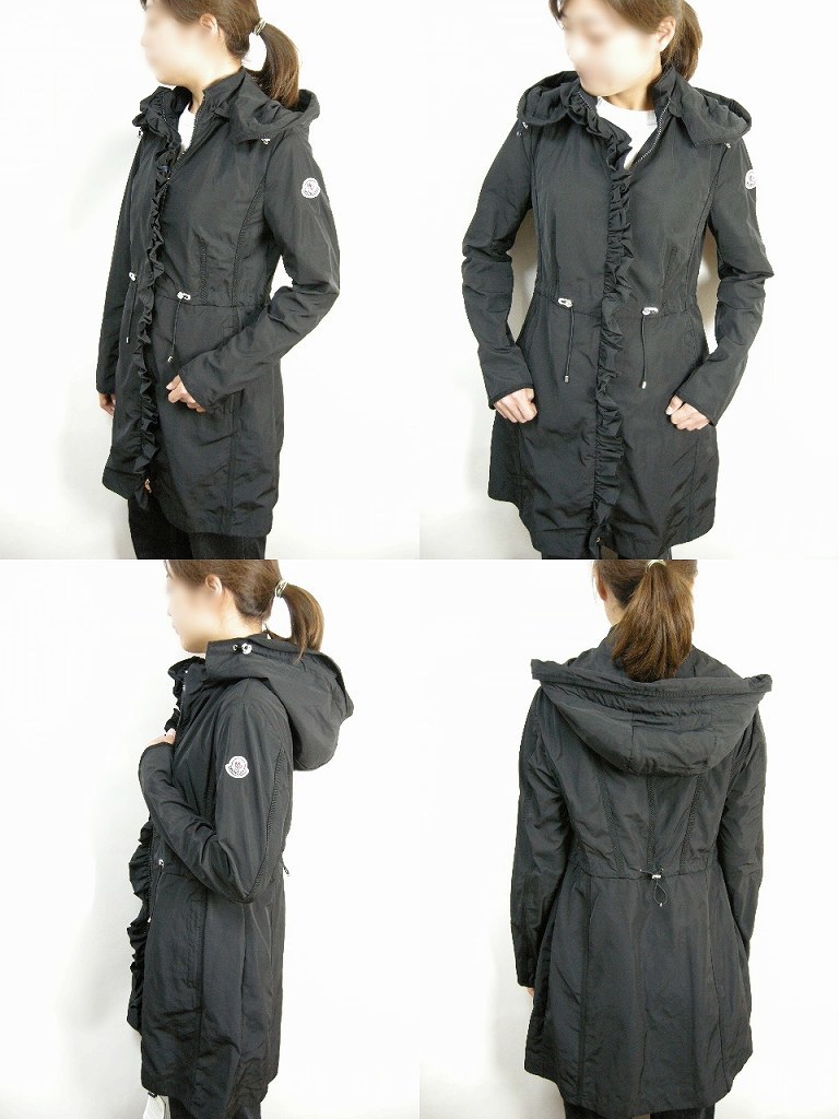 サイズ2(女性M-L相当)新品/モンクレール/OUTREMER/フリル付き ナイロンコート/スプリングコート/ナイロンジャケット/レディース/MONCLER/黒_画像8