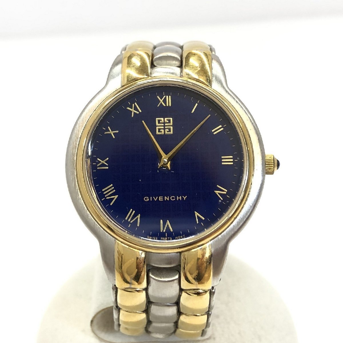 中古 GIVENCHY ジバンシー ジバンシィ 腕時計 アナログ クォーツ BK.17.XVI シルバー ゴールド コンビ 文字盤ネイビー  RY4788M
