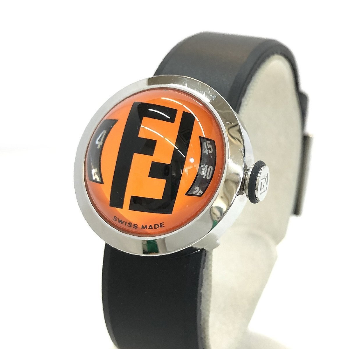 FENDI フェンディ FFロゴ ドーム型ガラス ラバーベルト-