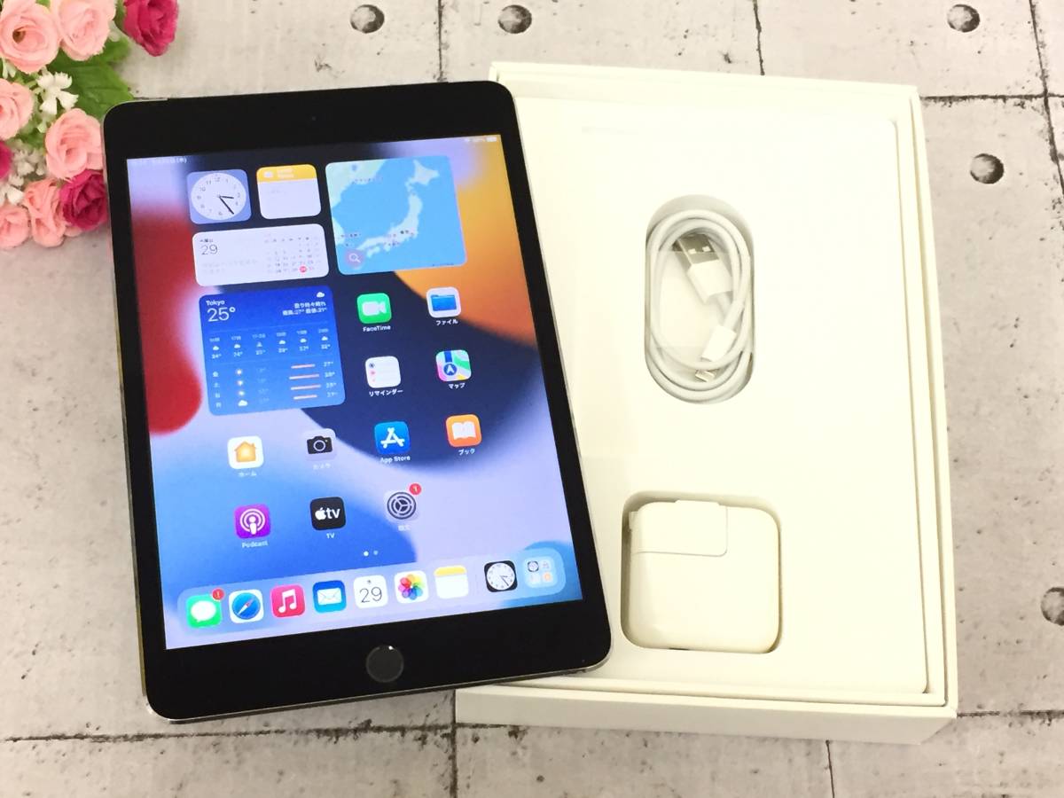 〇au iPad mini 4 Wi-Fi+Cellularモデル 7.9インチ 16GB A1550(MK6Y2J